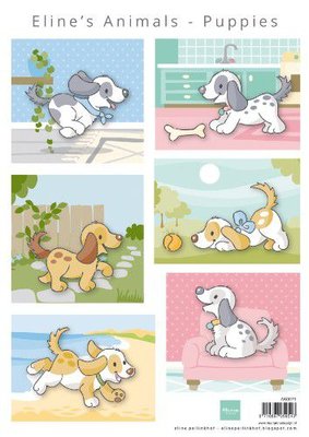 Marianne Design Knipvel Eline's Dieren- Puppies AK0079 A4 (08-20)
