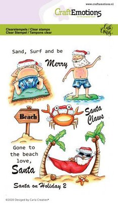 CraftEmotions clearstamps A6 - Santa on Holiday 2 Carla Creaties (08-20)