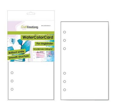 CraftEmotions WaterColorCard - bril. Ringband wit 10 vl 12x20,5cm - 350 gr - 6 Ring A5 (10-20)