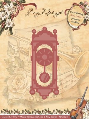 ADD10013 Die - Amy Design - Vintage Christmas Collection Die - Old-Fasioned Clock 3x8cm