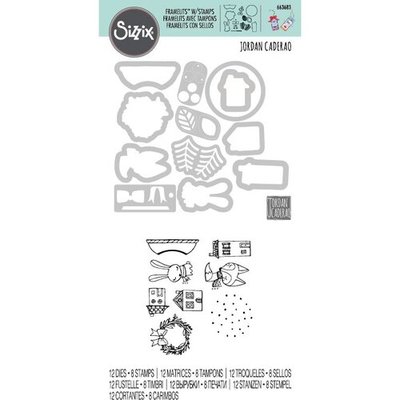 663683 Sizzix - Christmas - Framelits Die with Clear Acrylic Stamps - Snow Globe Scene