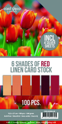 6 Shades of Red Linen Card Stock - 4K
