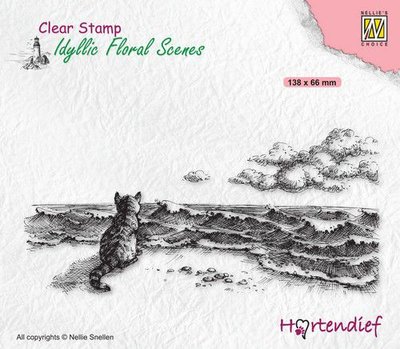 IFS042 Nellies Choice clearstamp - Idyllic Floral - Kat bij de zee 138x66mm