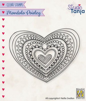CSMAN012 Nellies Choice Clearstamp Mandala - Paisley hart  75x56mm