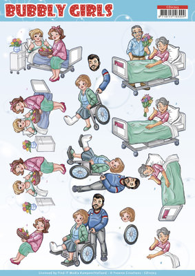 CD11703 3D Cutting Sheet - Yvonne Creations - Bubbly Girls - Get Well
