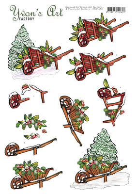 CD11696 3D Cutting Sheet - Yvon's Art - Christmas Wheelbarrow