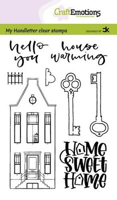 CraftEmotions clearstamps A6 - handletter - Nieuwe Woning 3 (Eng) Carla Kamphuis (08-21)