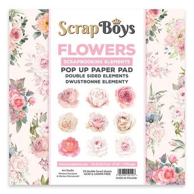 Scrapboys POP UP Paper Pad double sided elements - Flowers / Roses POPFL-01 190gr 15,2x15,2cm (09-21)