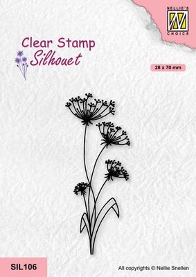 Nellie's Choice Clearstempel - Silhouette - Bloemen -19 SIL106 28x70mm (10-21)