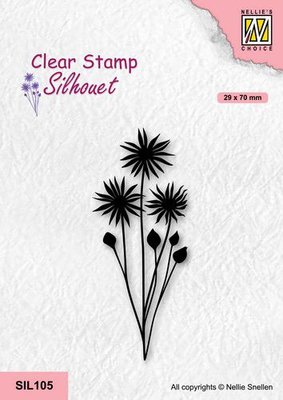 Nellie's Choice Clearstempel - Silhouette - Bloemen -18 SIL105 29x70mm (10-21)