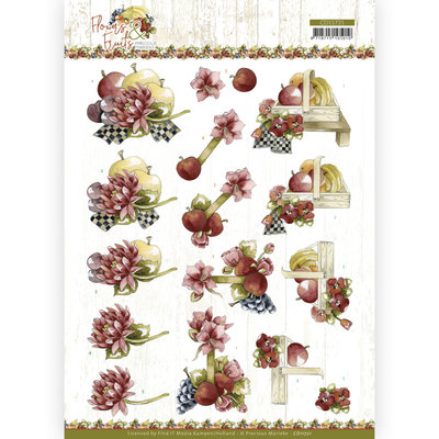 CD11721 3D Cutting Sheet - Precious Marieke - Flowers and Fruits - Flowers and Apples