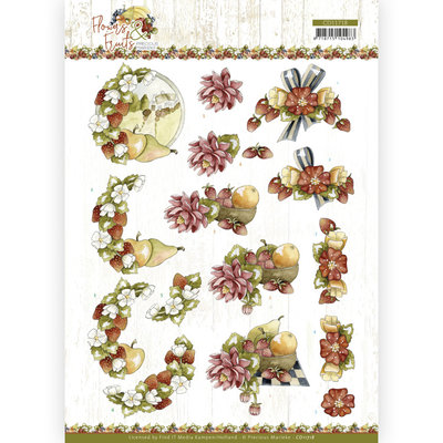 CD11718 3D Cutting Sheet - Precious Marieke - Flowers and Fruits - Flowers and Strawberries