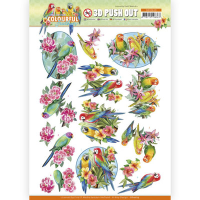 SB10619 3D Push Out - Amy Design - Colourful Feathers - Parrot