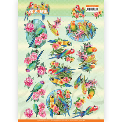CD11762 3D Cutting Sheet - Amy Design - Colourful Feathers - Parrot