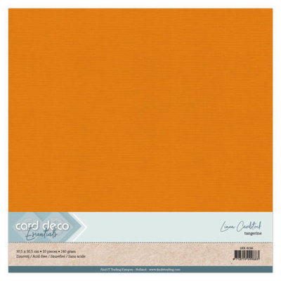 66 Card Deco Linnenkarton - 30,5 x 30,5cm Scrap Tangerine 10 vel 240 grs