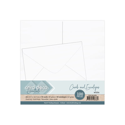 CDECAE10003 A6 Cards and Envelopes 100PK White