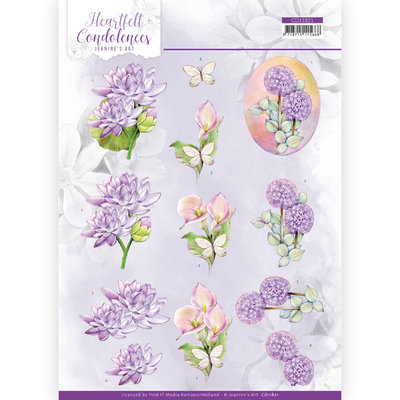 CD11821 3D Cutting Sheet -Jeanine's Art - Heartfelt Condolences - Purple Flowers