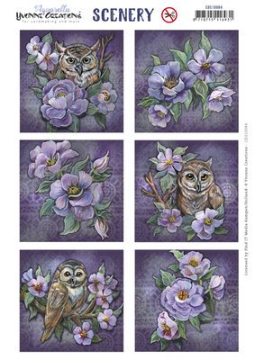 CDS10084 Scenery - Yvonne Creations - Aquarella - Owls and Flowers Square