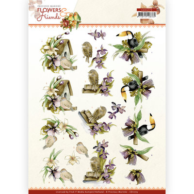CD11773 3D Cutting Sheet - Precious Marieke - Flowers and Friends - Purple Flowers