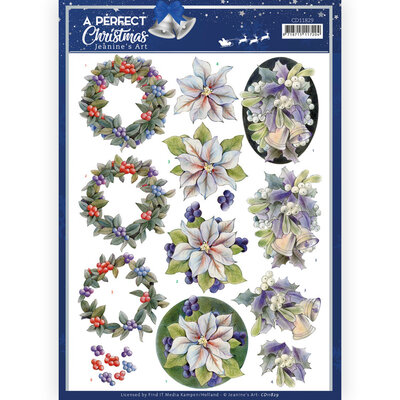CD11829 3D Cutting Sheet - Jeanine's Art - A Perfect Christmas - Purple Christmas Flowers