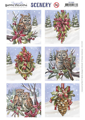 CDS10089 Scenery - Yvonne Creations - Aquarella - Christmas Miracle - Owl Square