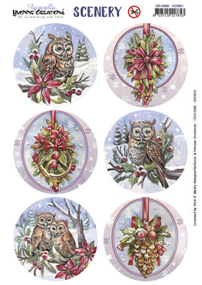 CDS10088 - HJ20801 Scenery - Yvonne Creations - Aquarella - Christmas Miracle - Owl Round