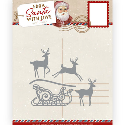 Dies - Amy Design From Santa with love - Reindeer with Sleigh