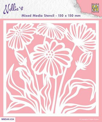Nellie's Choice Mixed Media Stencils vierkant Bloemen - 1 MMSA4K-034 150x150mm (08-22)