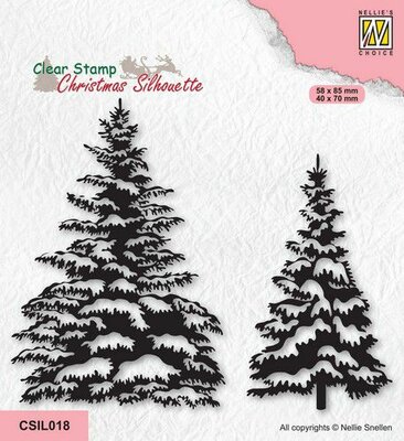 Nellie's Choice Christmas Silhouette Clearstamp - Dennenbomen CSIL018 58x85mm (08-22)