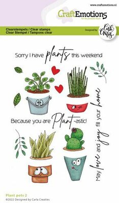 CraftEmotions clearstamps A6 - Plant pots 2 (EN) Carla Creaties (10-22)