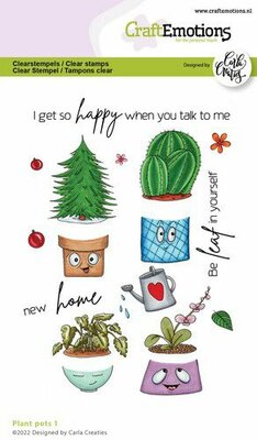 CraftEmotions clearstamps A6 - Plant pots 1 (EN) Carla Creaties (10-22)