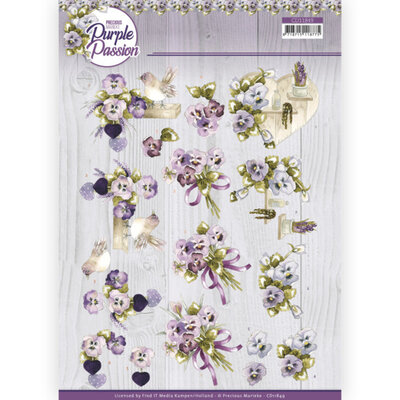 CD11849 3D Cutting Sheet - Precious Marieke - Purple Passion - Purple Violets