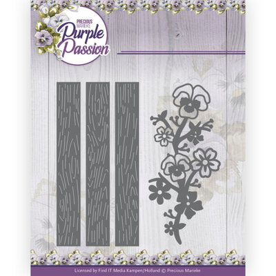PM10245 Dies - Precious Marieke - Purple Passion - Fence with Pansies