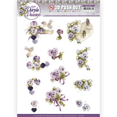 SB10683 3D Push Out - Precious Marieke - Purple Passion - Purple Violets