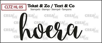 CLTZHL05 CreaLies Tekst & Zo stempel, Handlettering no 5, Hoera
