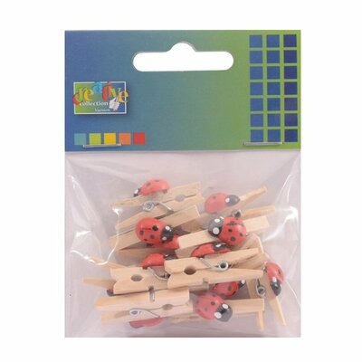 Vaessen Creative • Lieveheersbeestje 9x13mm op wasknijper 30mm 12pcs