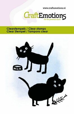 CraftEmotions clearstamps 6x7cm - Kitty & fish (01-23)