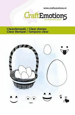 CraftEmotions clearstamps 6x7cm - Egg face - paasmand (01-23)