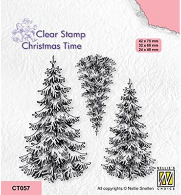 Nellie Snellen - Clearstamp - Christmas Time - 3 snowy fir trees - CT057