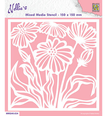 Nellie's Choice Mixed Media Stencils vierkant Flowers 1 MMS4K-034