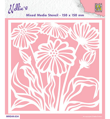 Nellie's Choice Mixed Media Stencils vierkant Flowers 1 MMS4K-034