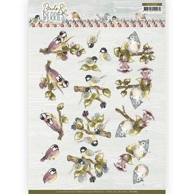CD11882 3D Cutting Sheet - Precious Marieke - Birds and Berries - Gooseberries