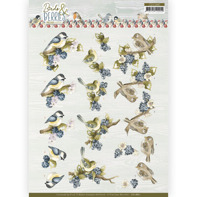 CD11880 3D Cutting Sheet - Precious Marieke - Birds and Berries - Blackberries