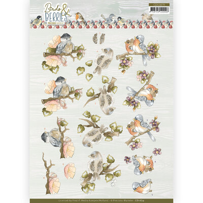 CD11879 3D Cutting Sheet - Precious Marieke - Birds and Berries - Cranberries