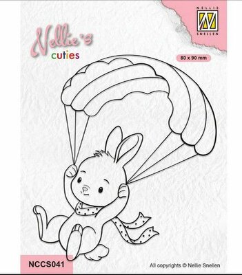 Nellie Choice Nellies Cuties Clear Stamp Konijn met parachute NCCS041 (03-23)