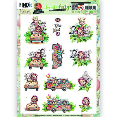 SB10740 3D Push Out - Yvonne Creations - Jungle Party - Jeep