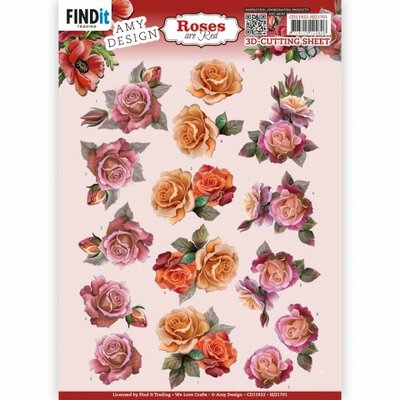 CD11922 - HJ21701 3D Cutting Sheets - Amy Design - Roses Are Red - Roses