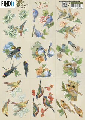 CD12016 3D Cutting Sheet - Jeanine's Art - Vintage Birds - Mini