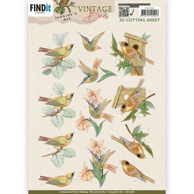 CD11932 3D Cutting Sheets - Jeanine's Art - Vintage Birds - Wooden Birdhouse