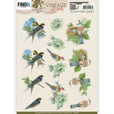 CD11931 3D Cutting Sheets - Jeanine's Art - Vintage Birds - Bird's Nest